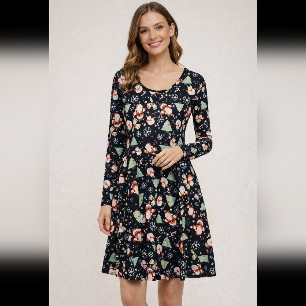 Women's Christmas Dress Festive Holiday Print XXL (Runs Small)